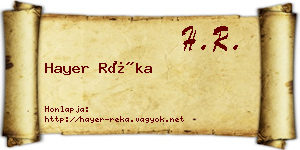 Hayer Réka névjegykártya